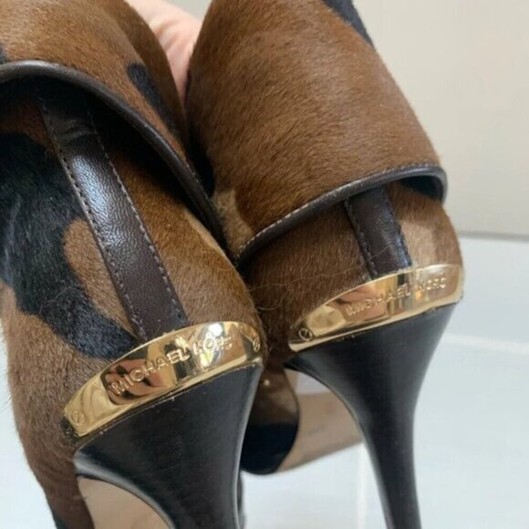 Michael Kors Kendra Calf-Hair Bootie Heels Camo Print 7.5 - Picture 11 of 14